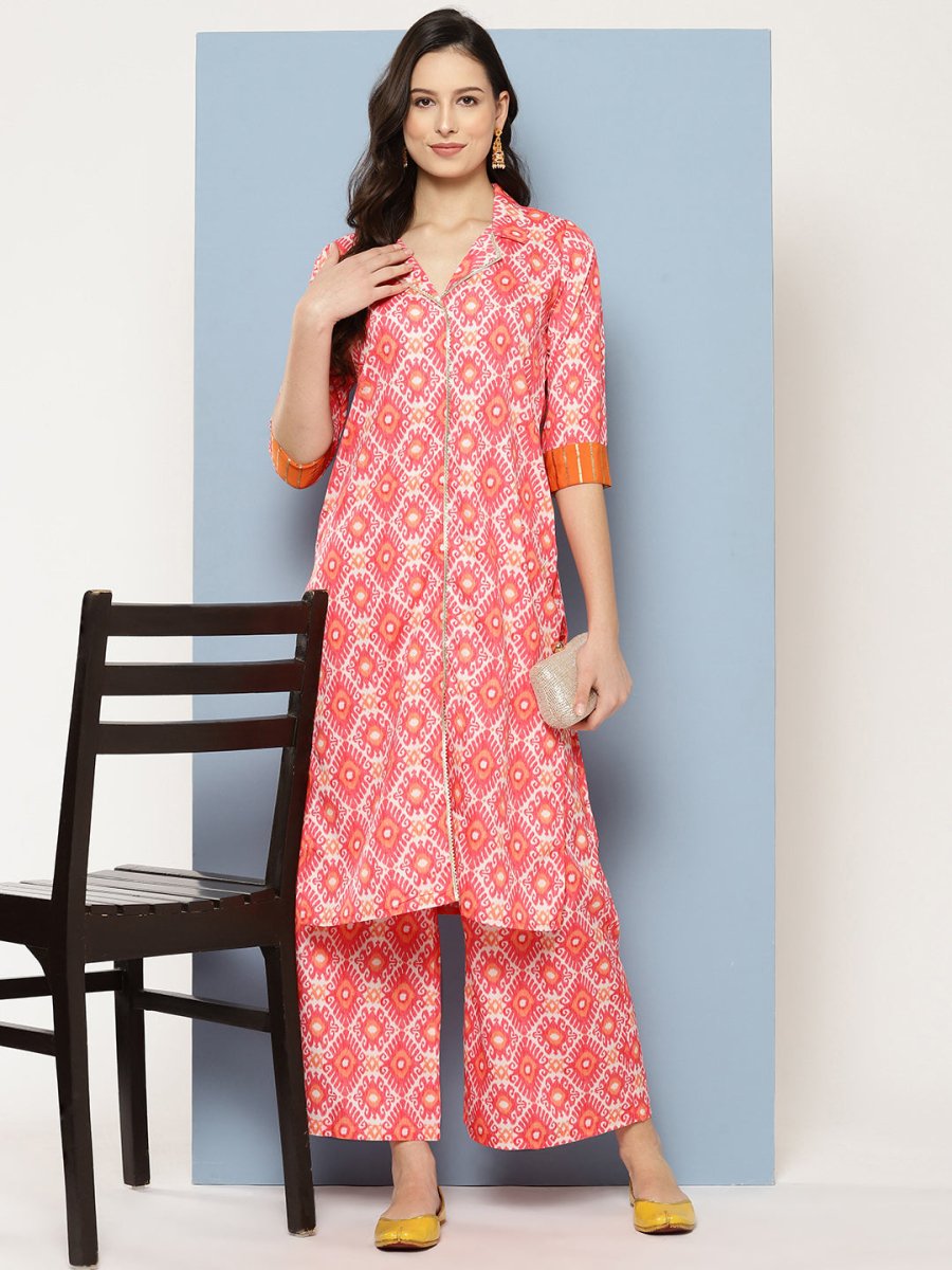 Ahalyaa Women Ethnic Motifs Printed Regular Gotta Patti Kurta with Palazzos | Grocsy