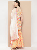 Ahalyaa Women Printed Regular Gotta Patti Kurti with Sharara & With Dupatta | Grocsy