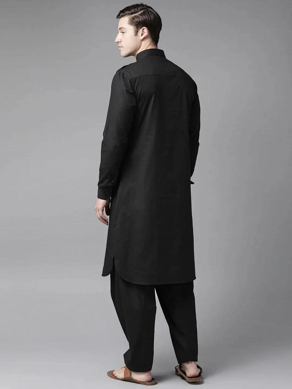 Fabmade Z Black Pathani Suit | Grocsy
