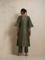 trueBrowns Green Tissue Kurta Set | Grocsy