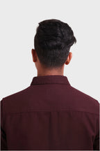 Xkind Dark Maroon Textured Shacket | Grocsy