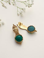 trueBrowns Brass Green Stone Abstarct Earrings | Grocsy