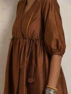 trueBrowns Brown Silk Angrakha Co-ord Set | Grocsy