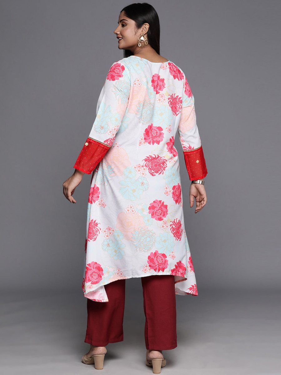 Ahalyaa Plus Size Floral Printed Floral Crepe Kurta | Grocsy