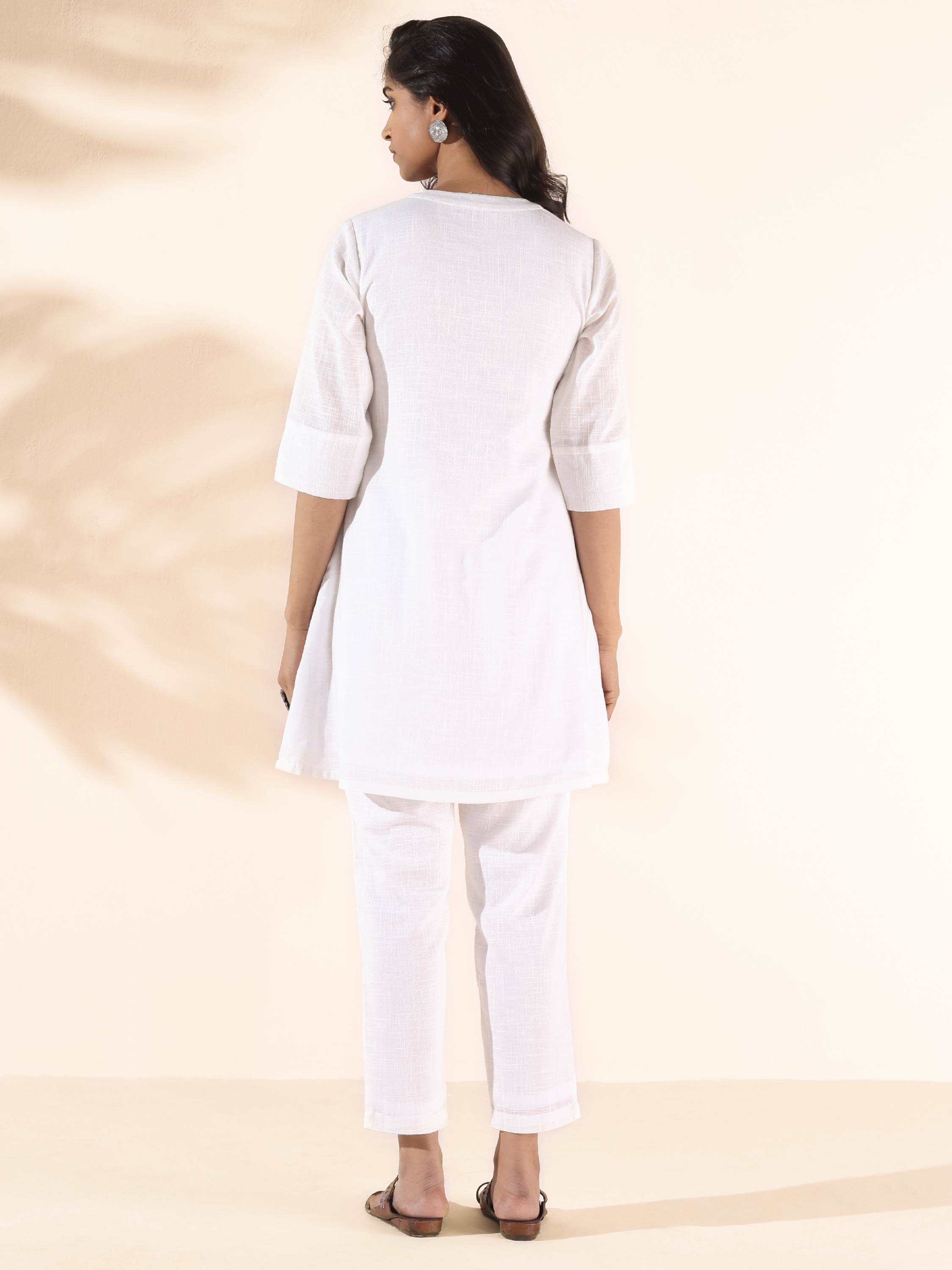 trueBrowns White Cotton Relaxed Co-ord Set | Grocsy