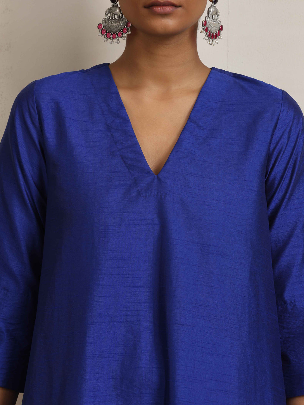 trueBrowns Blue Silk Kurta Set | Grocsy