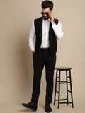 Even Apparels Men's Black Waistcoat with Notched Lapel | Grocsy