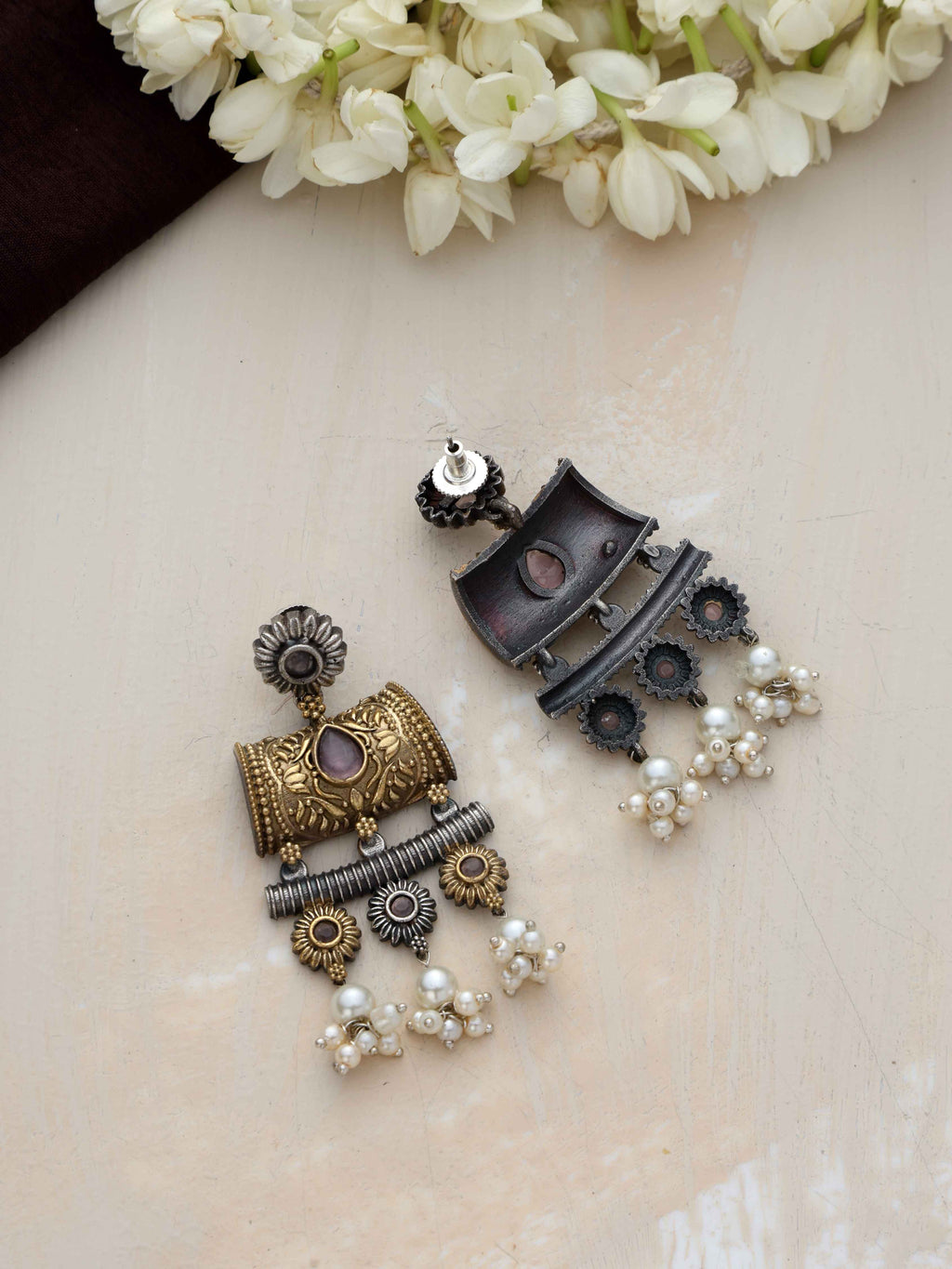 trueBrowns Silver Gold Tone Dangle Earrings | Grocsy