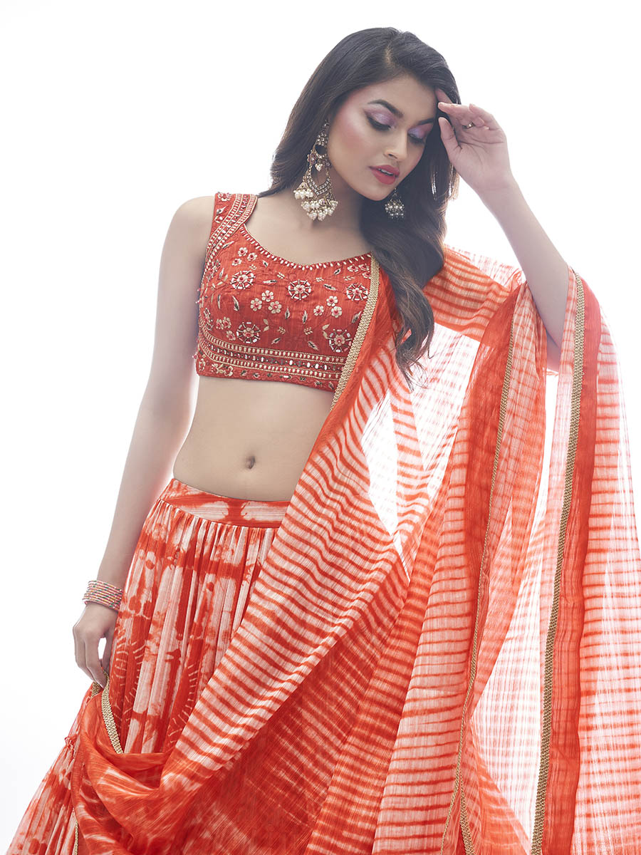 Myra Red Jaquard Embroidered Designer Lehenga | Grocsy
