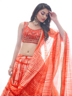 Myra Red Jaquard Embroidered Designer Lehenga | Grocsy