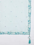 House of Panchhi Turquoise Blue Georgette Sequins And Thread Embroidery Lehenga Choli & Dupatta | Grocsy