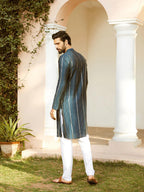 Fabmade Embroidered Regular Sequinned Chanderi Silk Kurta | Grocsy