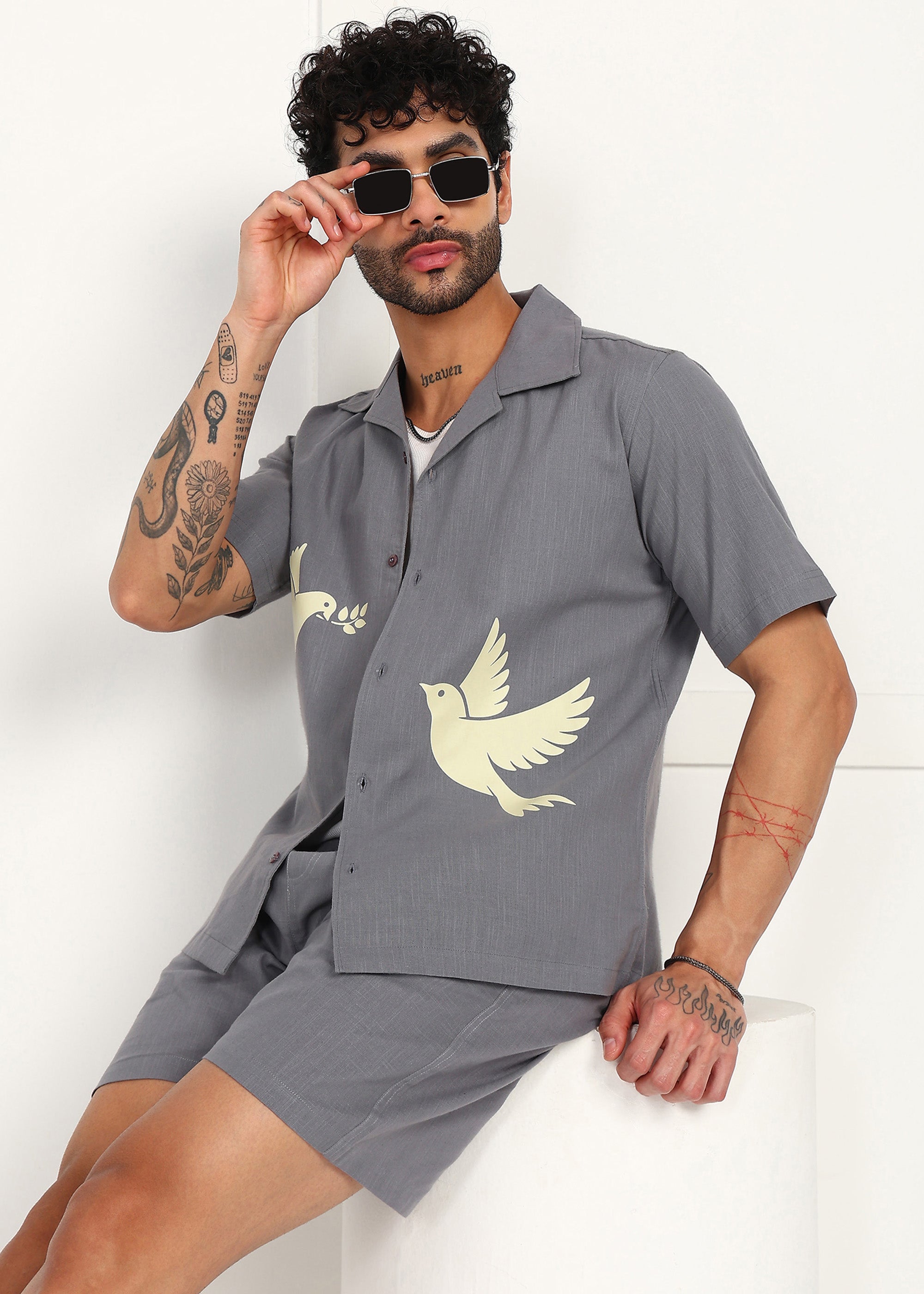 Fabmade Slate Dove Linen Co-Ord Set | Grocsy