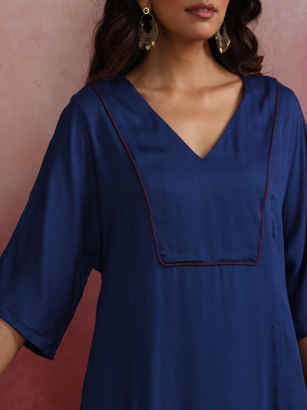 trueBrowns Blue Modal Kimono sleeve Kurta set | Grocsy