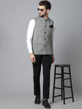 Even Apparels Men's Grey Pure Wool Nehru Jacket | Grocsy