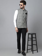 Even Apparels Men's Grey Pure Wool Nehru Jacket | Grocsy
