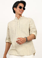 Fabmade Sandline Stripe Linen Kurta | Grocsy