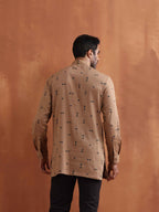 trueBrowns Men's Brown Printed Short Kurta | Grocsy