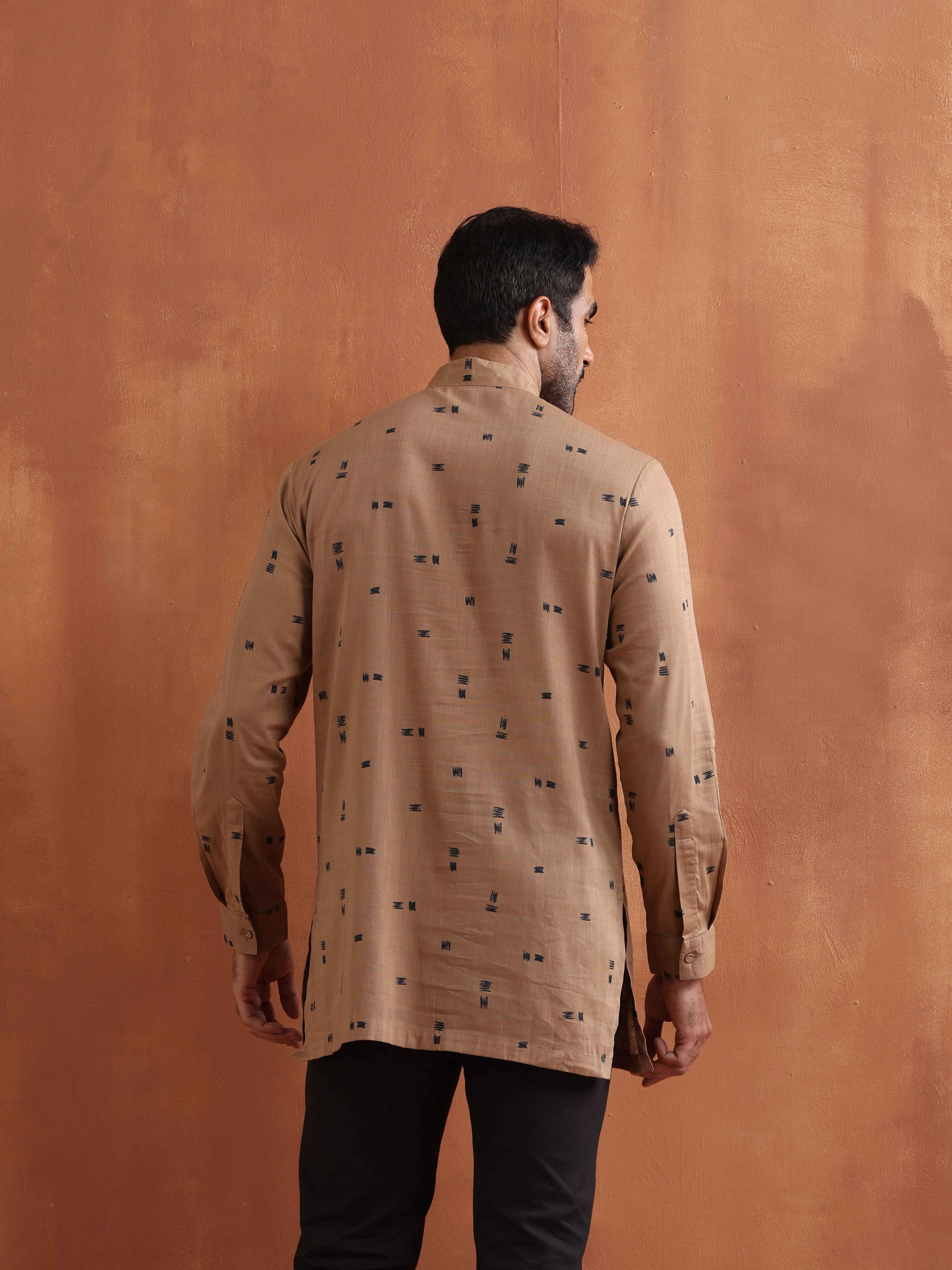 trueBrowns Men's Brown Printed Short Kurta | Grocsy