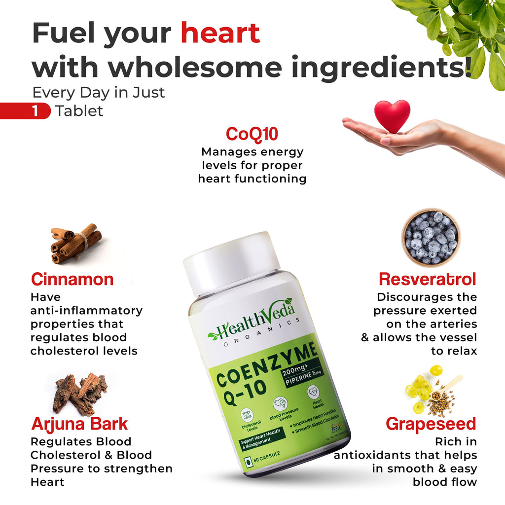Health Veda Organics Coenzyme (Coq10) Capsules | Grocsy