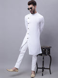 Even Apparels White Sherwani Kurta With Asymetrical Cut | Grocsy