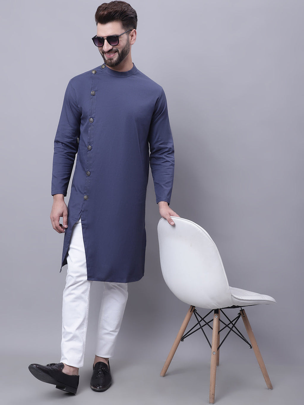 Even Apparels Grey Sherwani Kurta With Asymetrical Cut | Grocsy