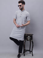 Even Apparels Multi Pure Cotton Short Sleeves Kurta With Band Collar | Grocsy