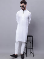 Even Apparels White Pure Cotton Kurta With Band Collar | Grocsy