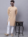 Even Apparels Beige Sherwani Kurta With Asymetrical Cut | Grocsy
