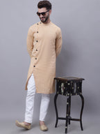 Even Apparels Beige Sherwani Kurta With Asymetrical Cut | Grocsy
