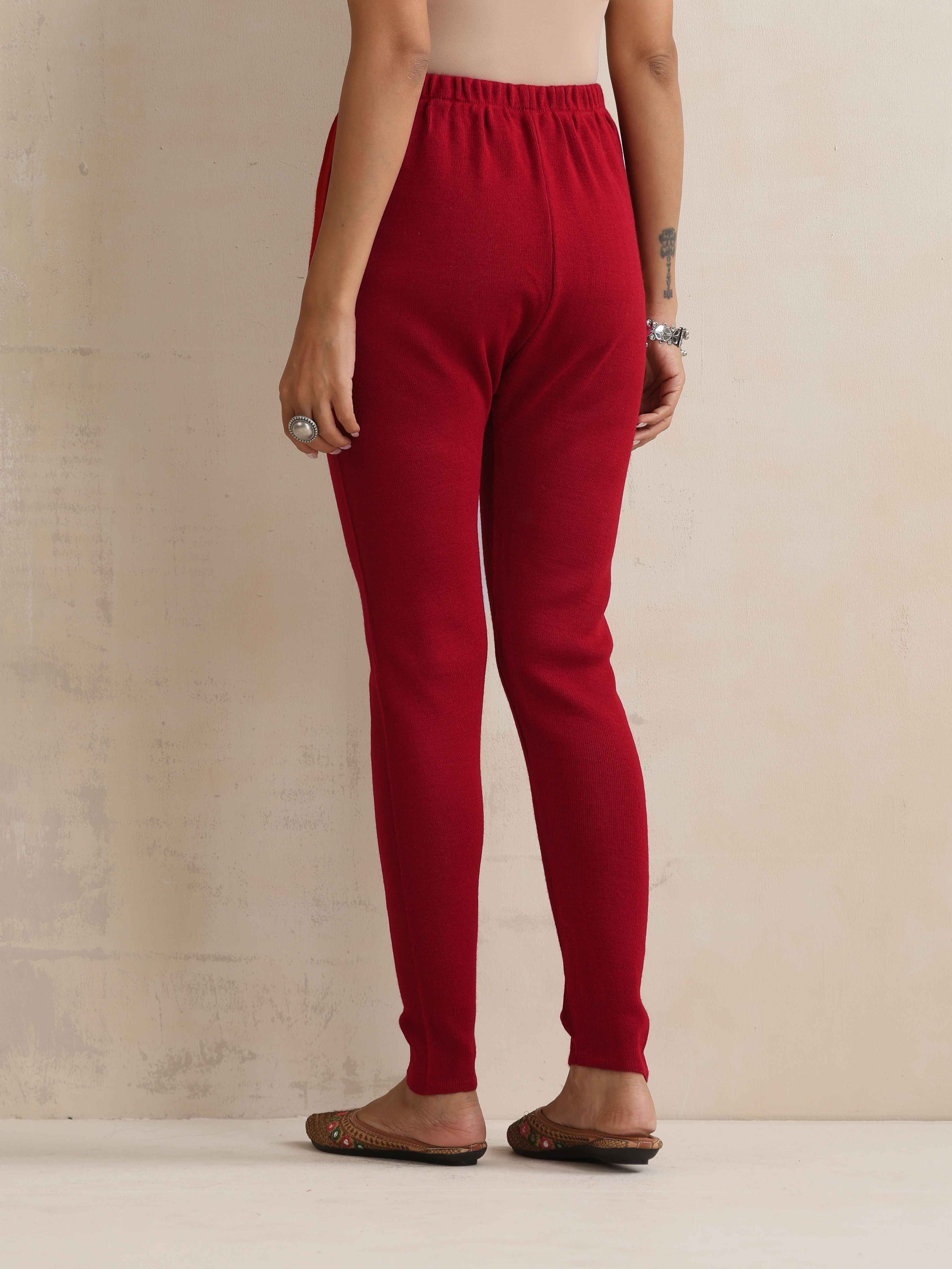 trueBrowns Maroon Woollen Leggings | Grocsy