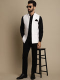 Even Apparels Men's White Mandarin Collar Waistcoat | Grocsy