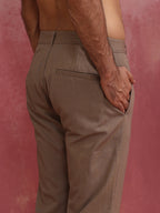 trueBrowns Men's Grey Cotton Twill Pants | Grocsy