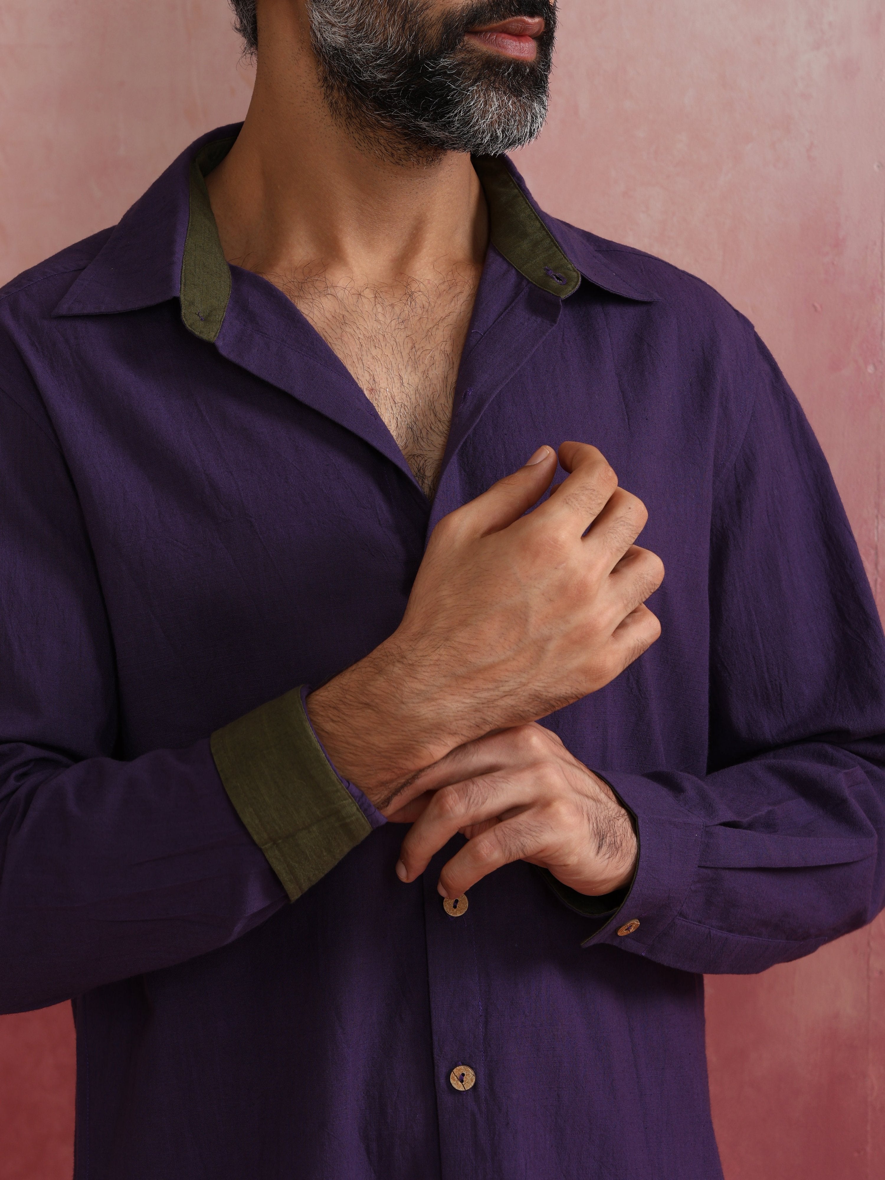 trueBrowns Men's Purple Cotton Shirt | Grocsy