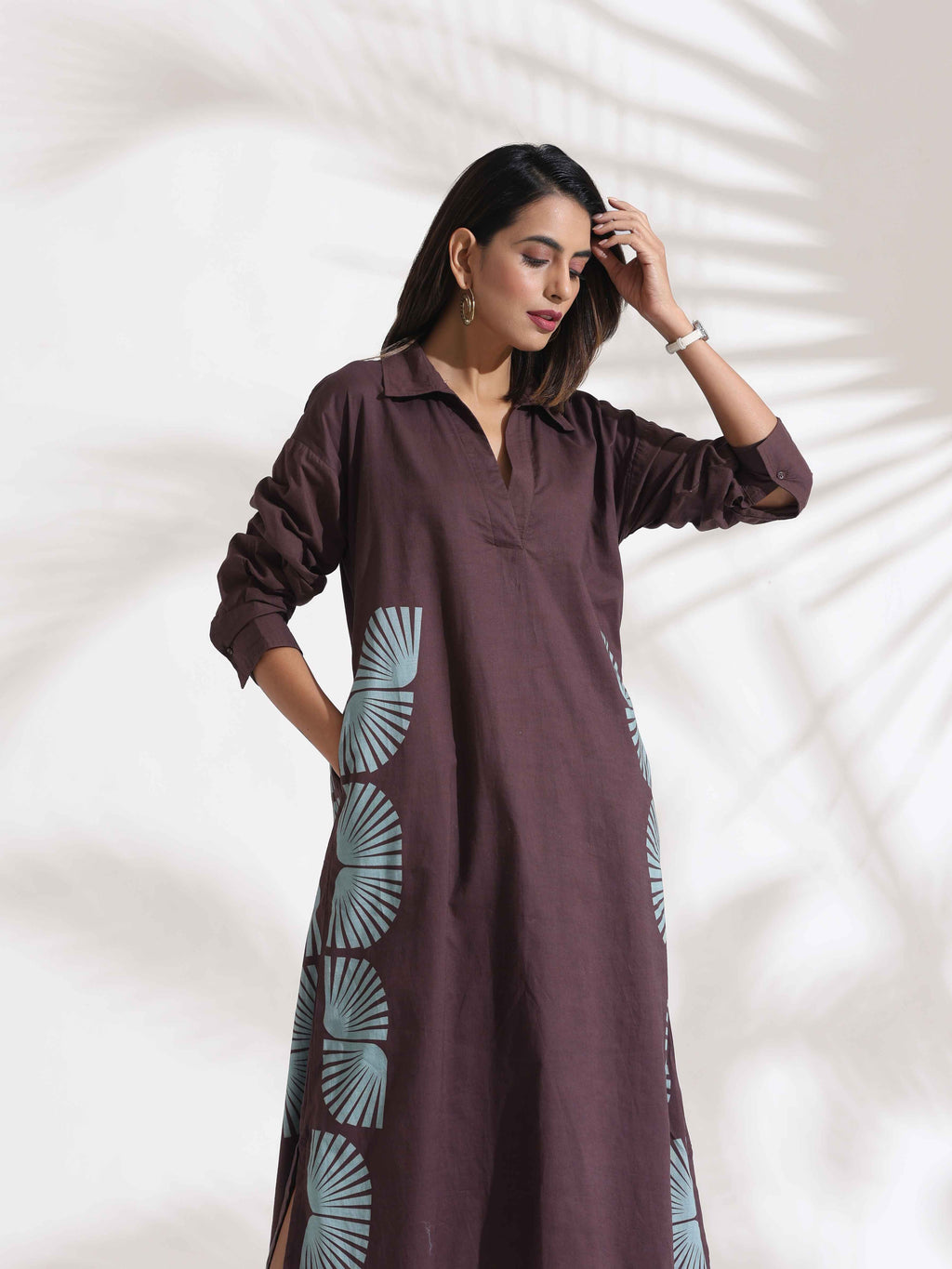trueBrowns Cola Cotton Print A-line Dress | Grocsy