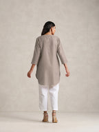 trueBrowns Light Grey Cotton Blend Short Kurta | Grocsy