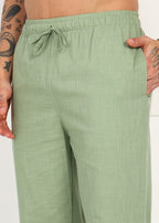 Fabmade Sage Linen Relaxed Trousers | Grocsy