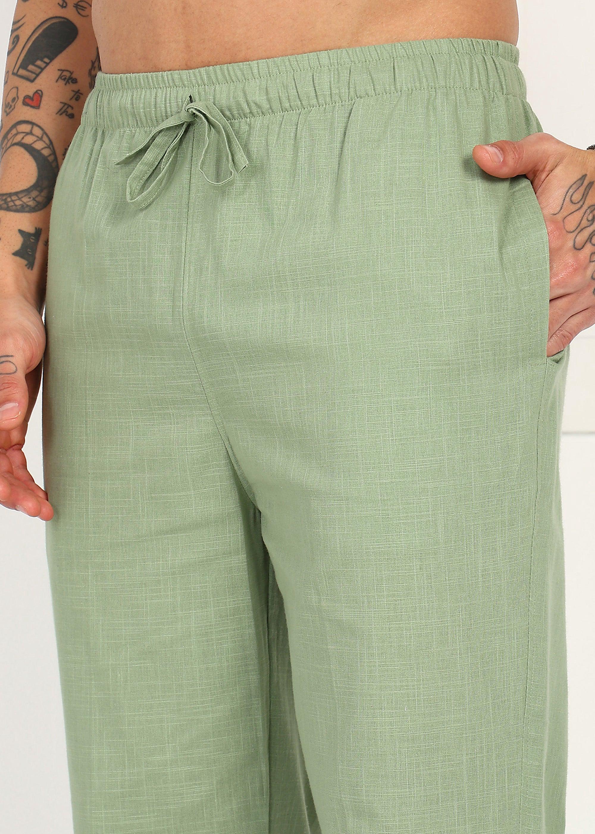 Fabmade Sage Linen Relaxed Trousers | Grocsy