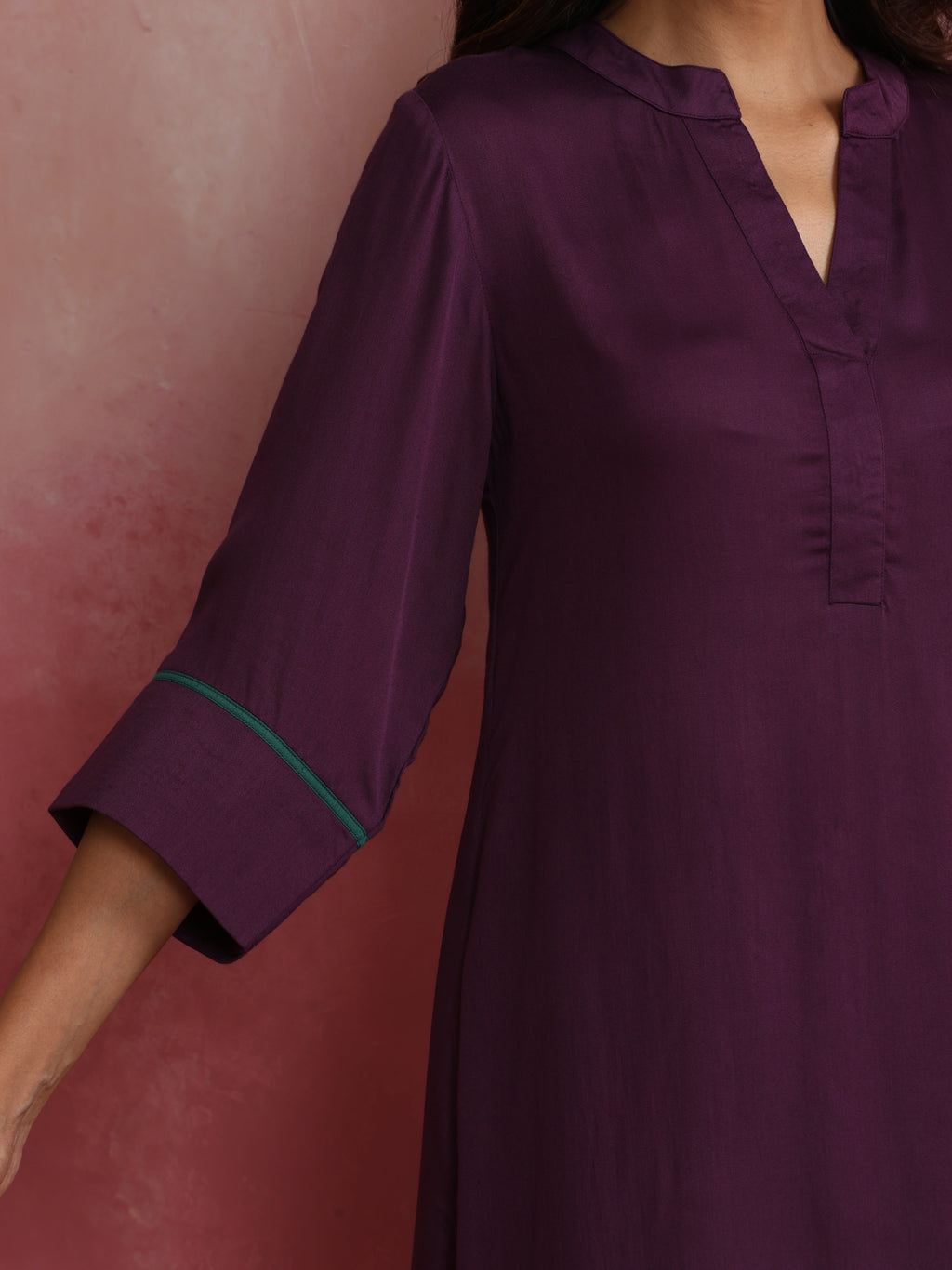 trueBrowns Purple Modal Kurta Co-ord Set | Grocsy