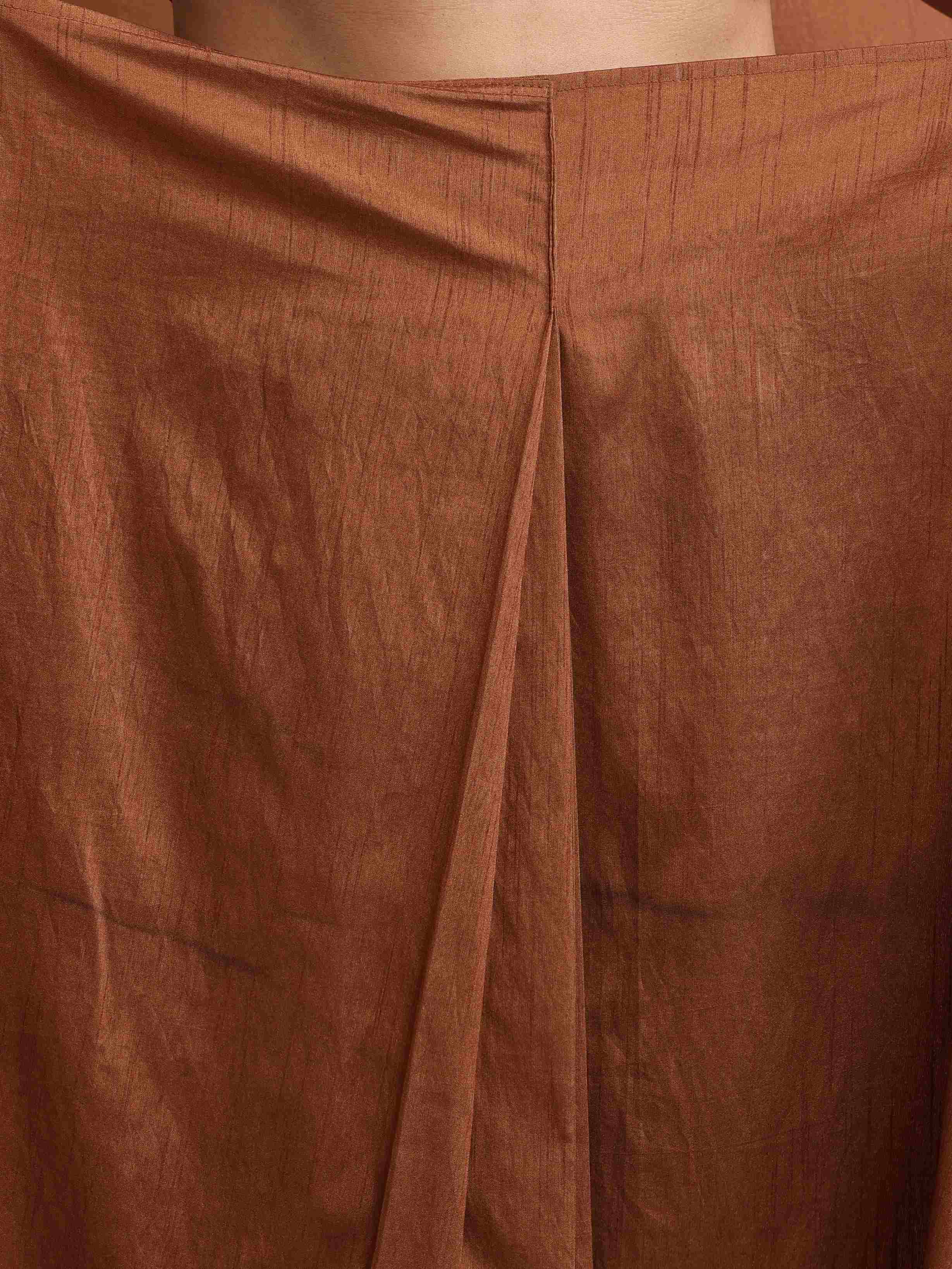 trueBrowns Brown Silk Ready To Wear Saree | Grocsy