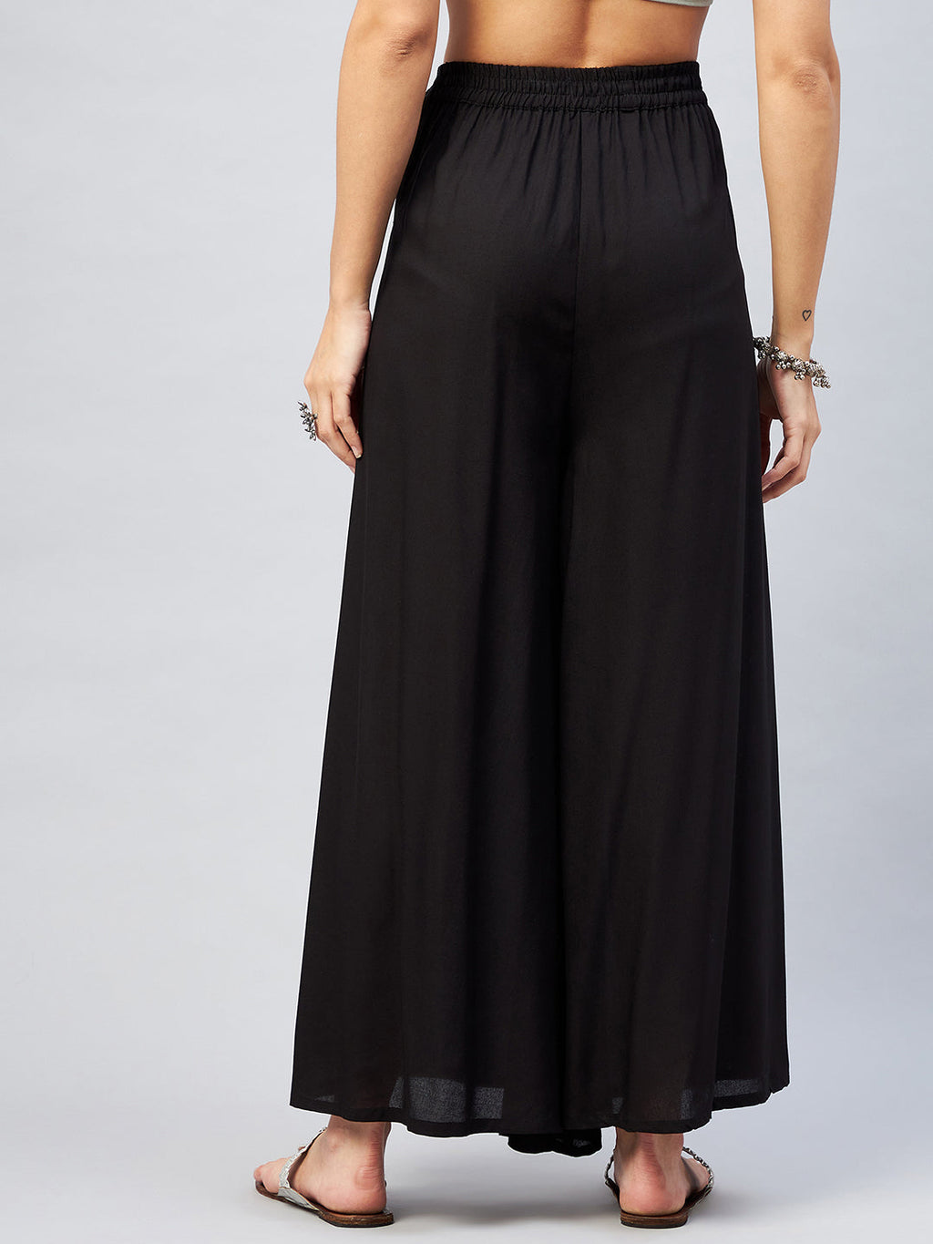 InWeave Solid Black Palazzo | Grocsy