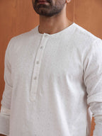 trueBrowns Men's Ivory Sequin Chanderi Kurta | Grocsy