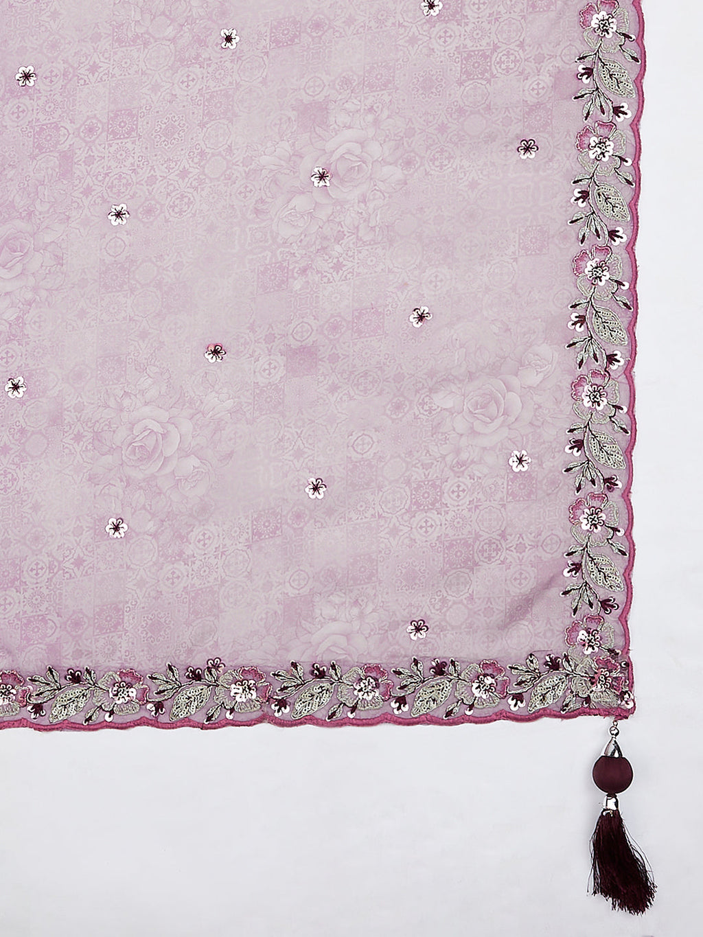 House of Panchhi Burgundy Pure Georgette Sequins And Thread Embroidery Lehenga Choli & Dupatta | Grocsy