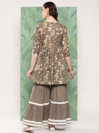 InWeave Women's Olive Shade Tropical Sharara Set | Grocsy
