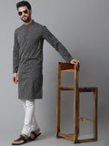 Even Apparels Black Pure Cotton Kurta With Band Collar | Grocsy