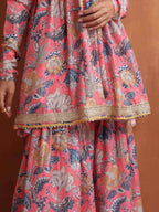trueBrowns Orange Print Sharara Set | Grocsy