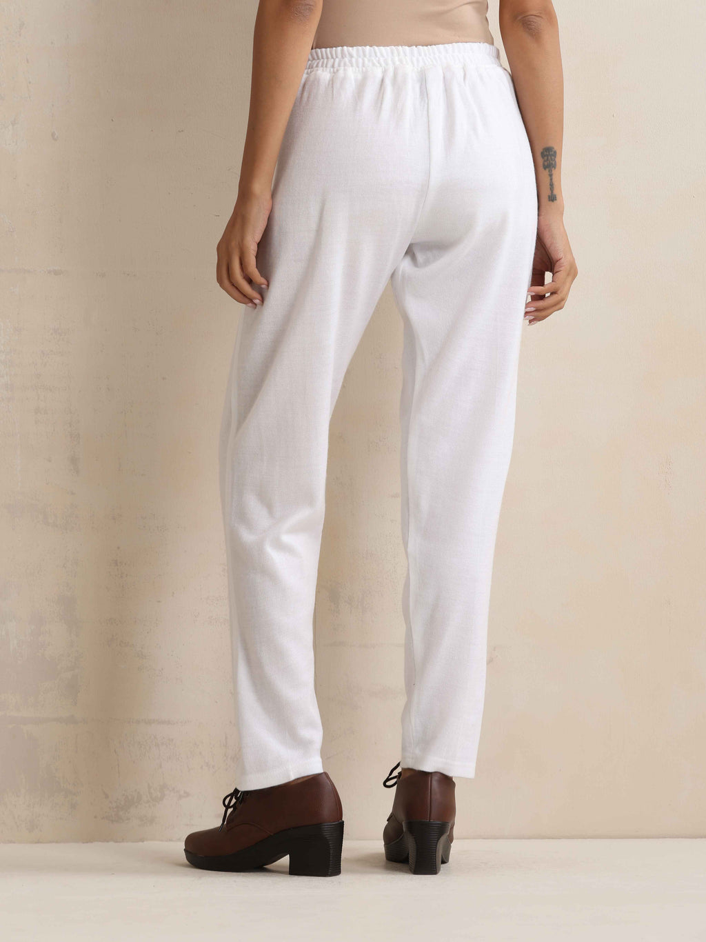 trueBrowns White Woollen Pants | Grocsy