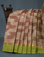 Dual Shades of Beige Mangalagiri Ikkat Cotton Saree By Gayathri Reddy Designer Studio | Grocsy