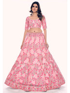 Myra Peach Soft Net Embroidered Designer Lehenga Choli | Grocsy