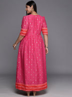 Ahalyaa Plus Size V-Neck Maxi Ethnic Dress | Grocsy